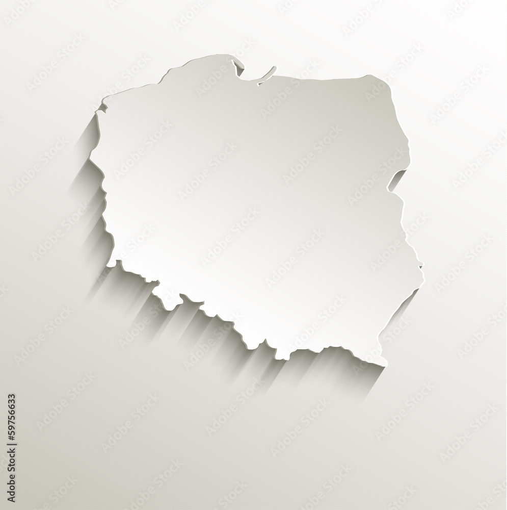 Naklejka premium Polska mapa karty papieru 3D naturalny