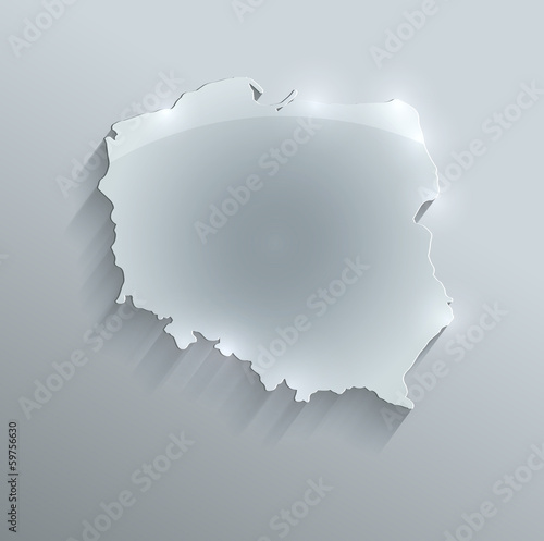 Poland map glass card paper 3D