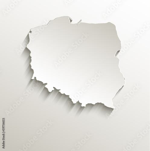 Poland map card paper 3D natural