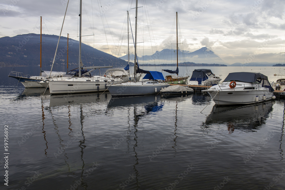 Lake Maggiore sailorboats marina color image