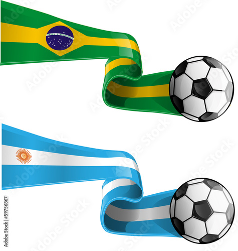 argentina & brazil flag with soccer ball