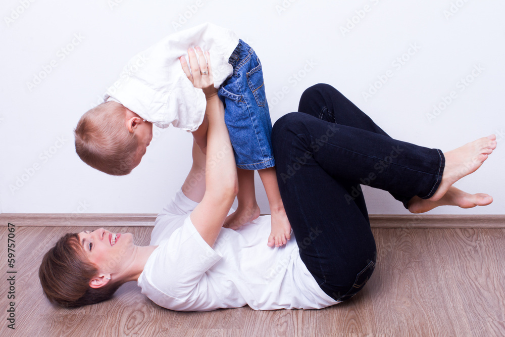 Mom and son playing Mom and son playing