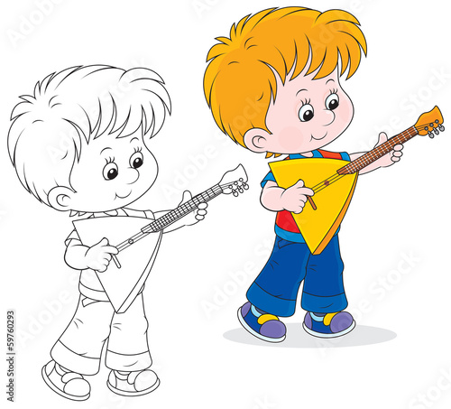 Boy playing a balalaika
