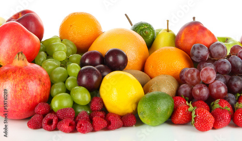 Different fruits isolated on white