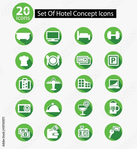 Hotel & Travel icons,Green version,vector