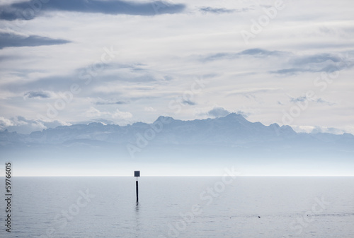 view from lake constance into swiss alps photo