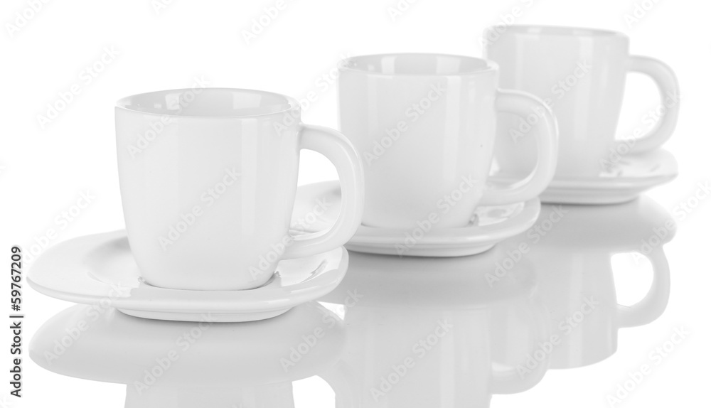 White cups isolated on white White cups isolated on white