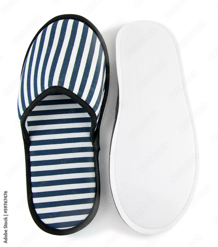 Striped slippers isolated on white Striped slippers isolated on white