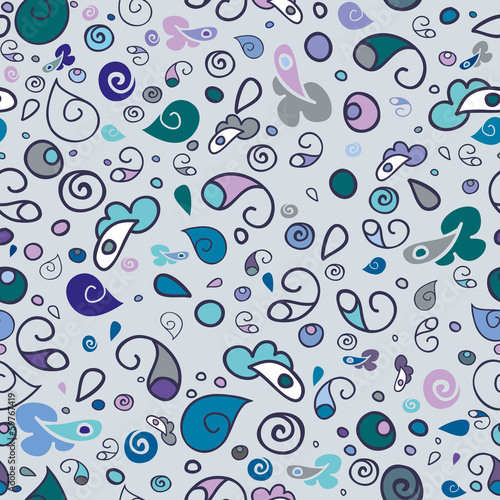 Seamless pattern with hand drawn floral elements