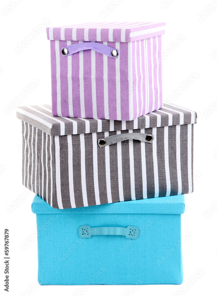 Textile boxes, isolated on white Textile boxes, isolated on white