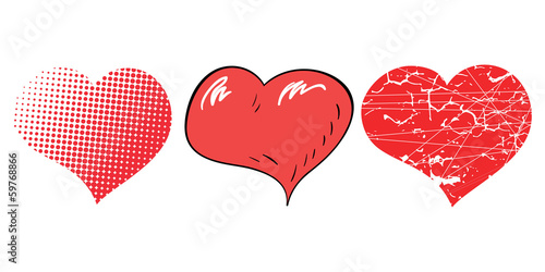 Three pop-art hearts for Valentine's day