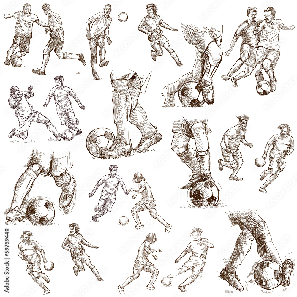 Naklejka premium FOOTBALL - Soccer. Collection of an hand drawn illustrations