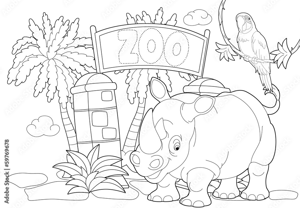 Naklejka Kolorowanki - zoo - ilustracja dla dzieci