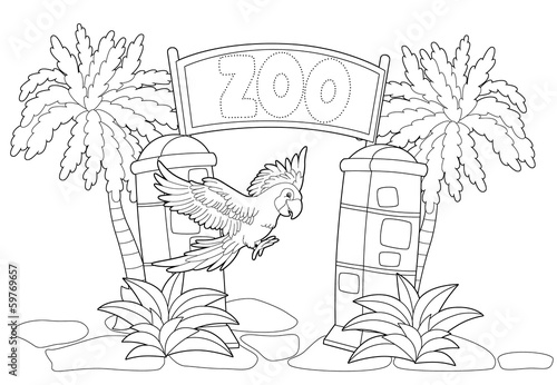 Coloring page - the zoo - illustration for the children photo