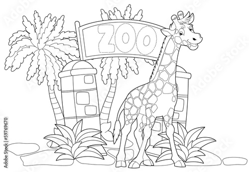 Coloring page - the zoo - illustration for the children photo