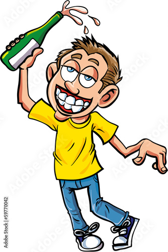 Cartoon of celebrating dunk with champagne