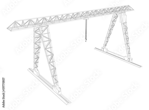 Gantry crane. Wire-frame. Vector format. Vector rendering of 3d