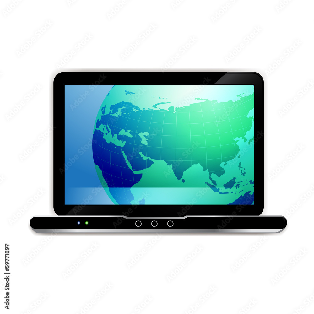 Laptop with world map Laptop with world map