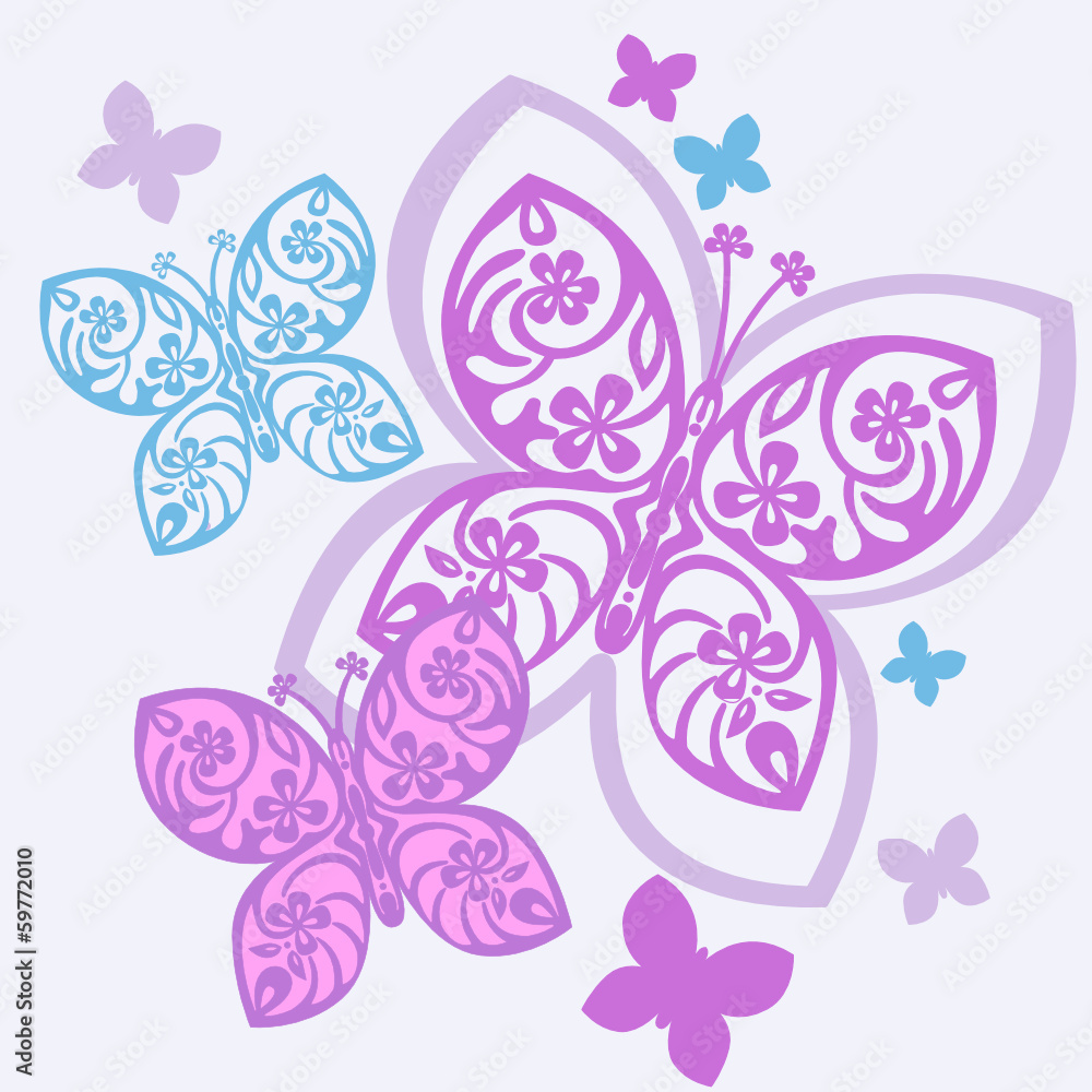 Tischläufer 40x90 Cm Oval – Lila Schmetterlinge & Blumen Stickerei Auf Weißem Polyester