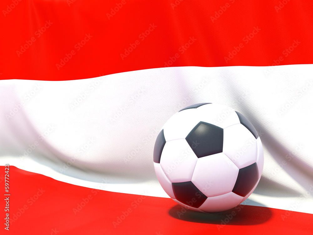 Flag of austria with football in front of it Flag of austria with football in front of it