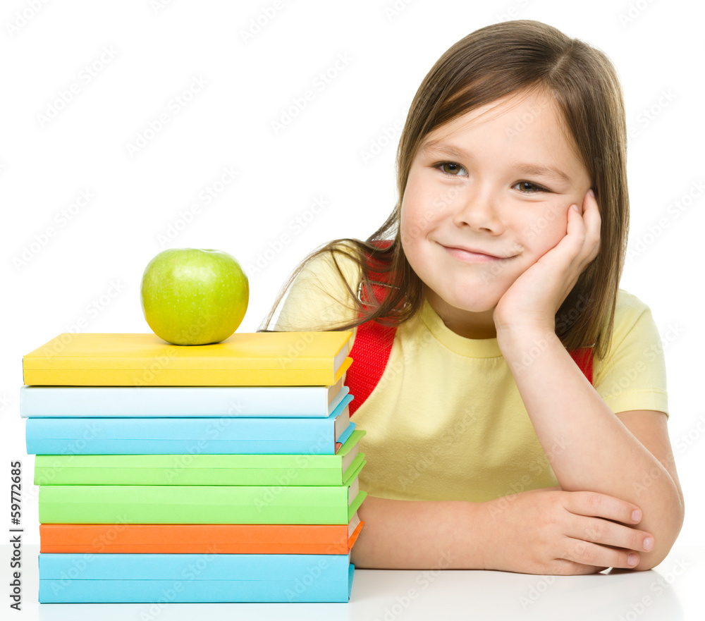 Little girl with her books Little girl with her books