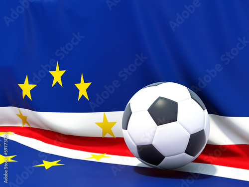Flag of cape verde with football in front of it