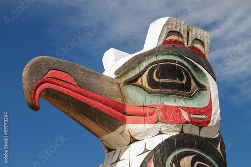 Detail of totem pole in Alaska.