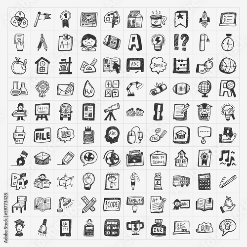 Back to School doodle hand-draw icon set