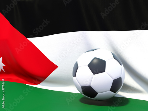 Flag of jordan with football in front of it