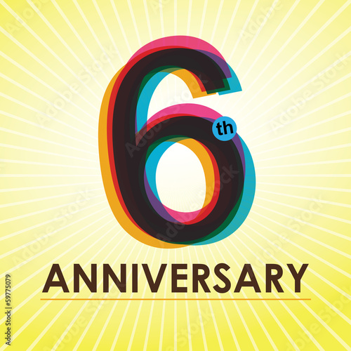 6th Anniversary poster / template design in retro style