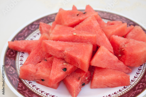 watermelon in dish