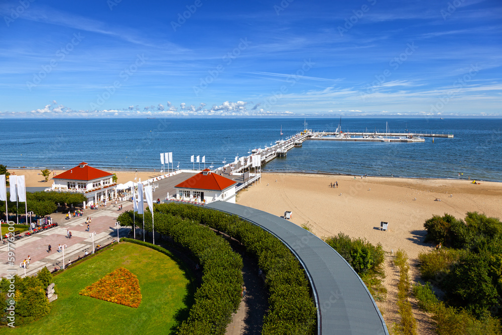 Fototapeta premium View of the pier from the old Lighthouse in Sopot, Poland.