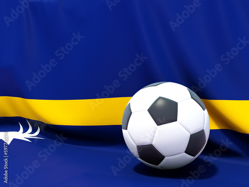 Flag of nauru with football in front of it