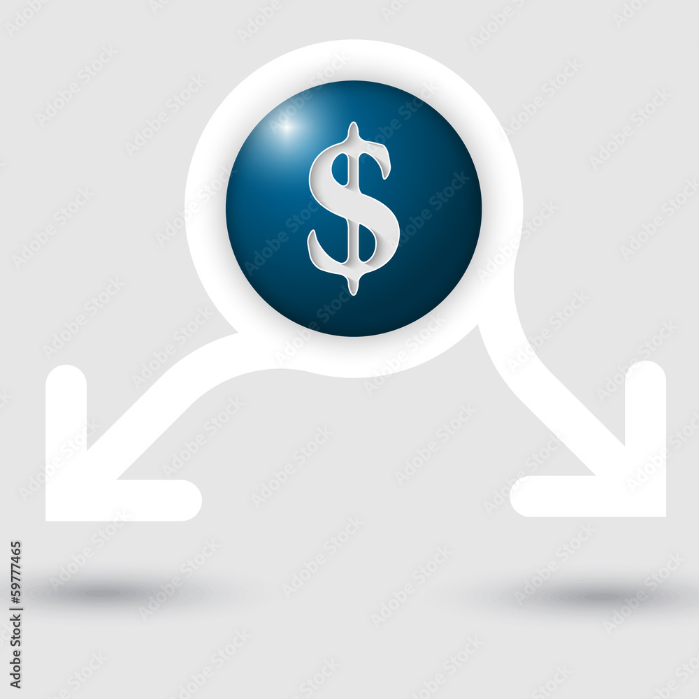 Fototapeta premium abstract text frame with two arrows and dollar sign