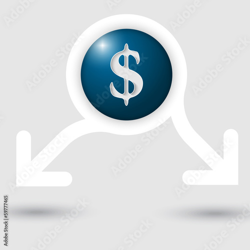 abstract text frame with two arrows and dollar sign