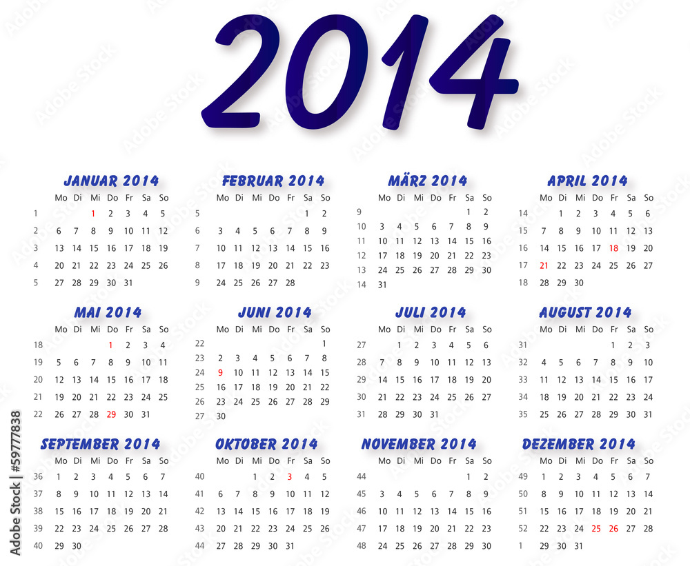 Kalender 2014 blau quer Kalender 2014 blau quer