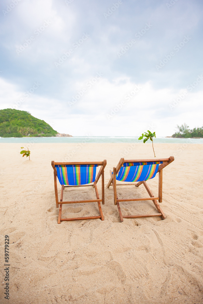 Beach chairs at sea front