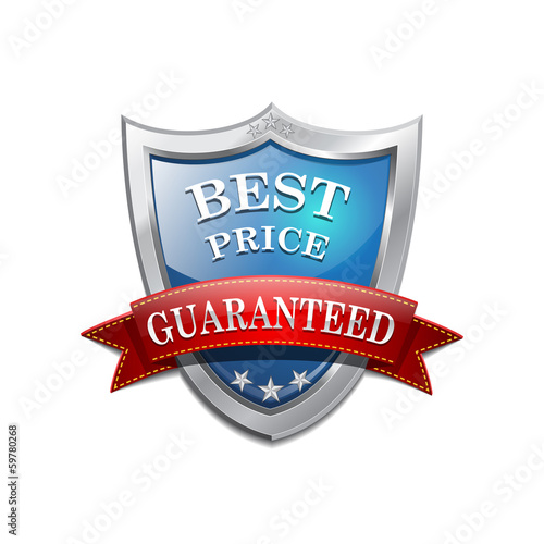 Glossy Shiny Best Price Blue Shield Icon photo