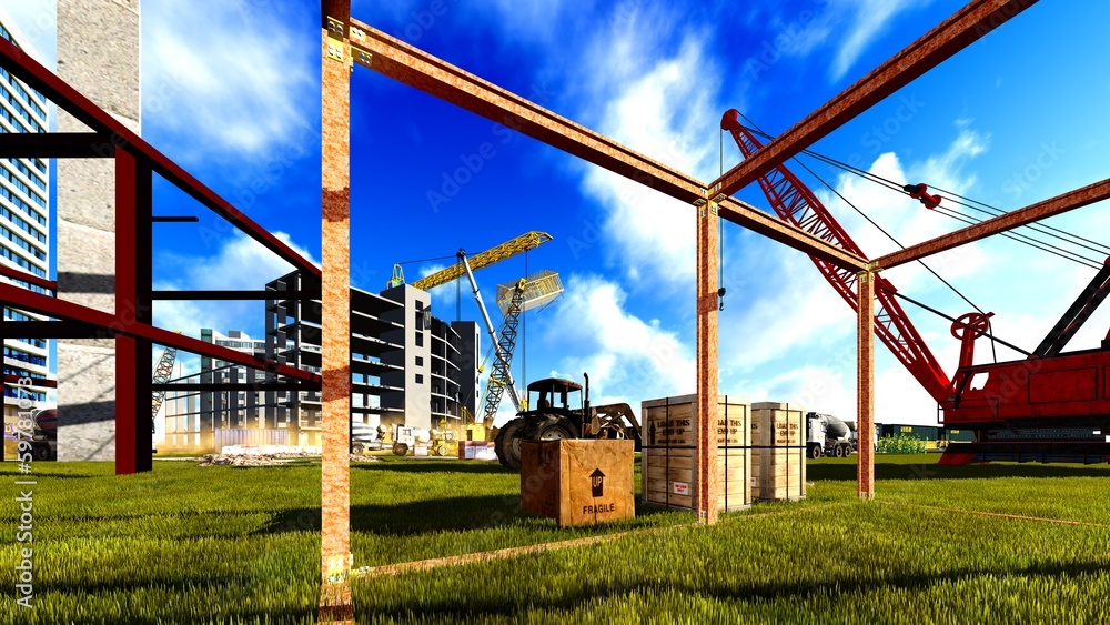 Obraz premium Construction site - abstract colorful illustration