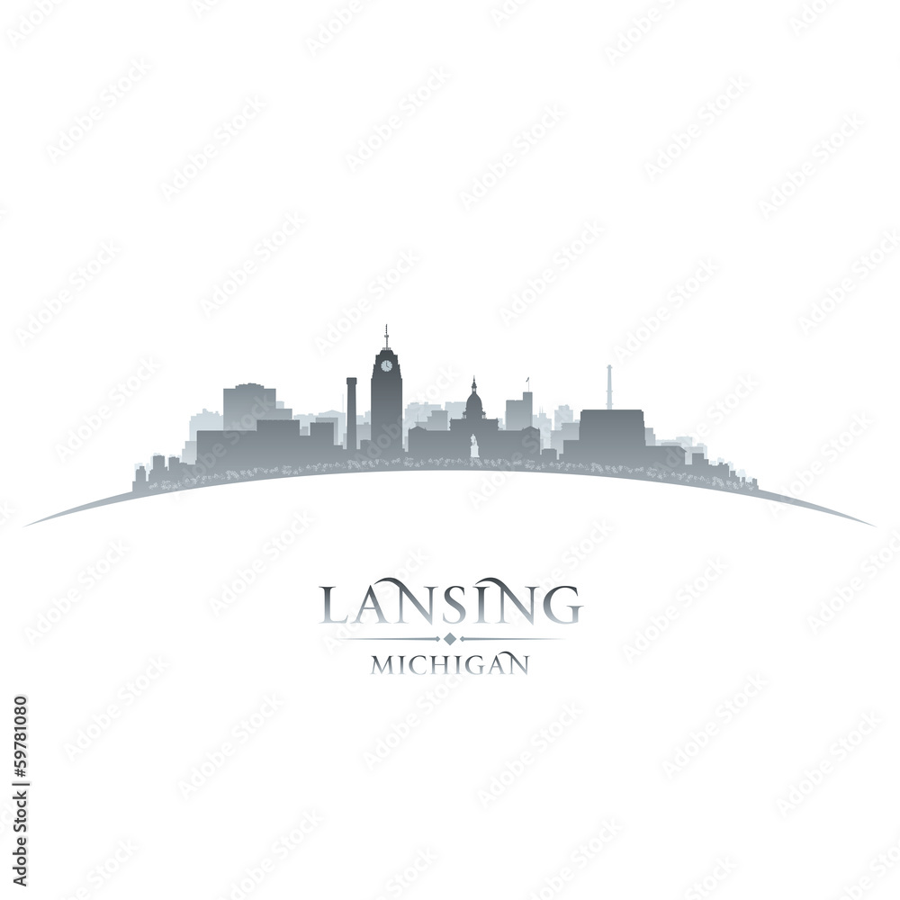 Lansing Michigan city silhouette white background