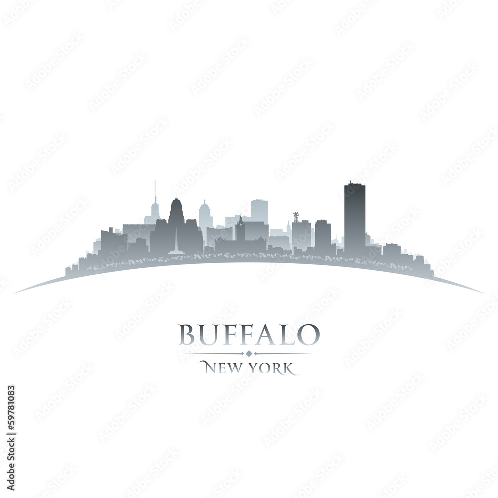 Buffalo New York city skyline silhouette white background
