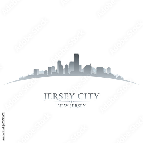 Jersey city New Jersey skyline silhouette white background