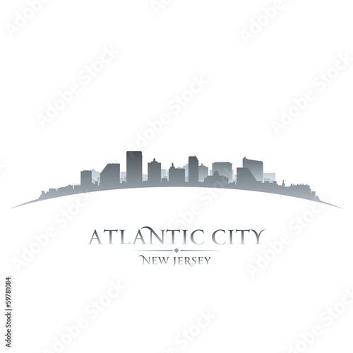 Atlantic city New Jersey skyline silhouette white background