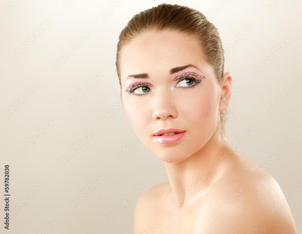 A beautiful woman, portrait isolated on white background A beautiful woman, portrait isolated on white background