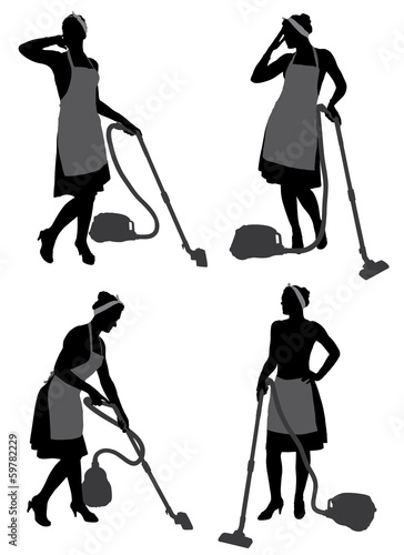 Cleaning Lady With Vacuum Cleaner