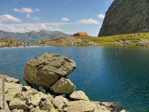 Mountain lake in Romanian Carpathian photo