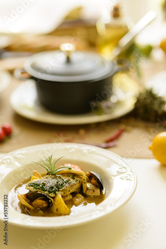 fish soup in plate