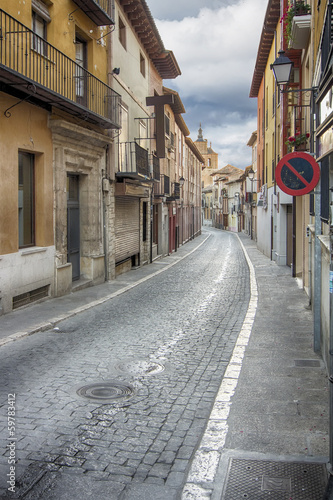 narrow and typical street of the town of Tordesillas  Spain