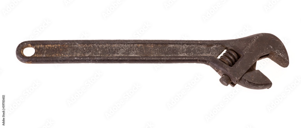 Old and rusty spanner isolated on white Old and rusty spanner isolated on white