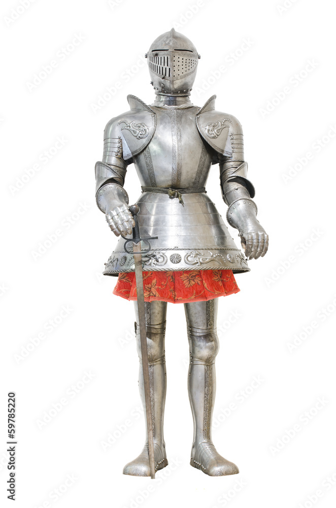 Medieval knight armour over white isolated background Medieval knight armour over white isolated background